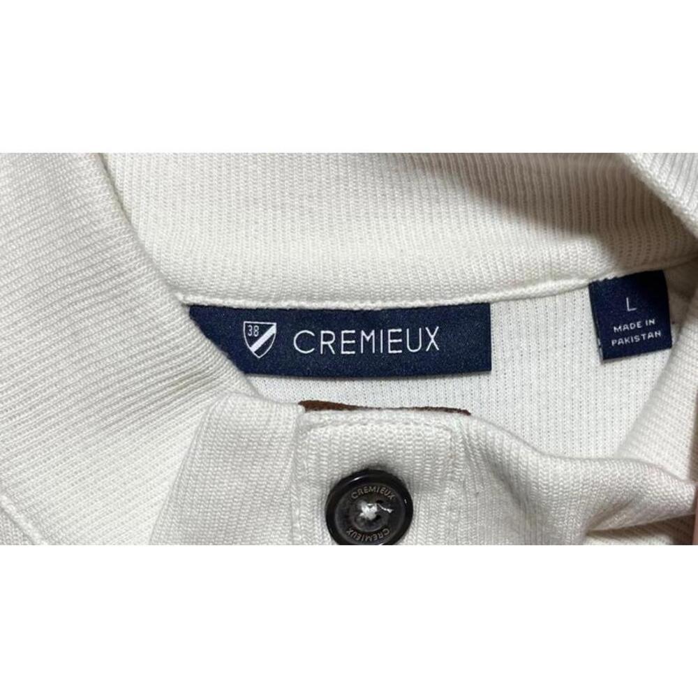 Cremieux Men’s Large Long Sleeve Henley Shirt Cream Brown Panel - Picture 3 of 6